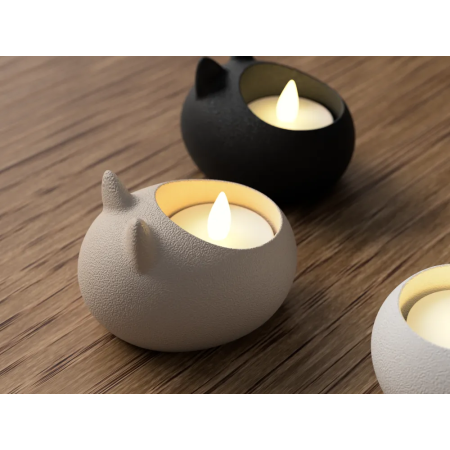 kat lysestage, cat tealight holder, LED fyrfadslys kat, katte lysestage