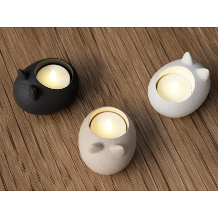 kat lysestage, cat tealight holder, LED fyrfadslys kat, katte lysestage
