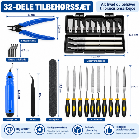3D Printer Værktøjssæt – 32 dele