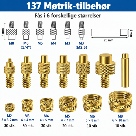 Heat-Set Insert Kit M2-M8 – 139 dele