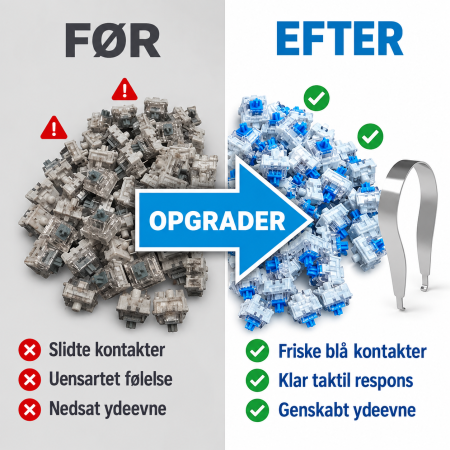 Blue Keyboard Switches 3-Pin – 26 stk. | Figro.dk