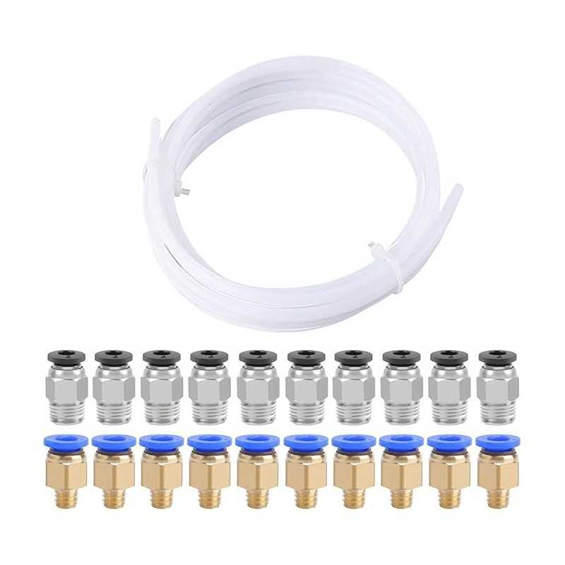 PTFE Rør 5 m + 20 Fittings til 3D Printer PTFE Rør 5 m + 20 Fittings til 3D Printer