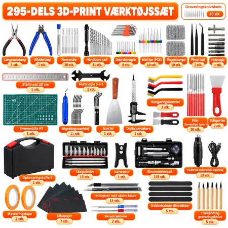 Professionelt værktøjssæt til 3D-print - 295 | Figro.dk