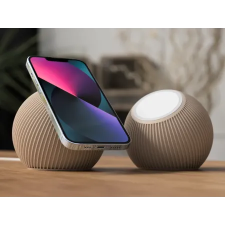 Telefon Oplader Stativ til MagSafe - Japandi Design | 3D-Printet & Praktisk | Figro.dk