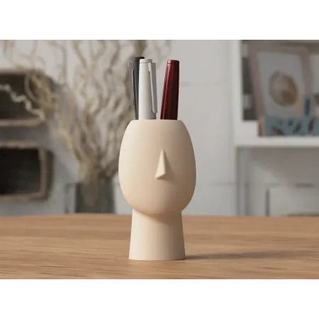 Penneholder Ansigt - Pencil Holder Face i Japandi Design | 3D-Printet & Unik | Figro.dk