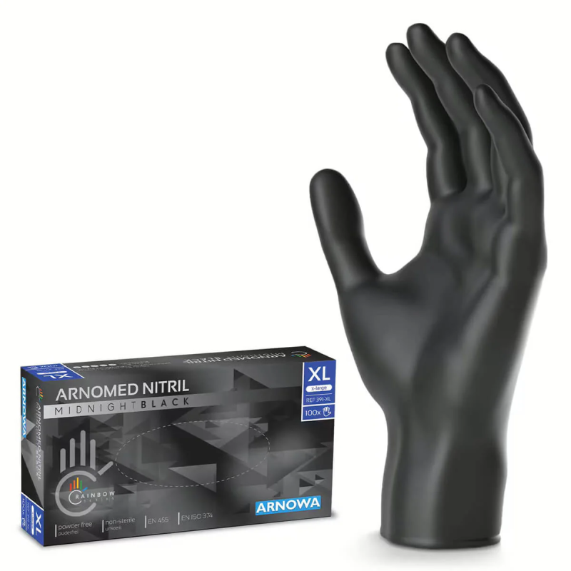 NitrilHandsker Sort , Pudderfri , CAT III , 100stk